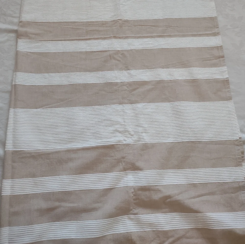 Cotton textured stripes shower curtain